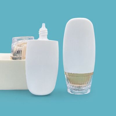 chai kem chống nắng vàng sang trọng hình bầu dục 50ml - chai nhựa mỹ phẩm cao cấp cho chăm sóc da