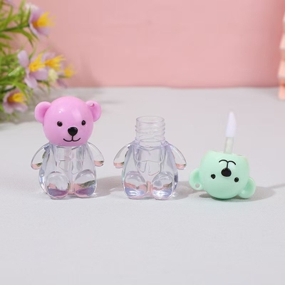 2ml Cute Bear Head Cap Plastic Lip Glaze Tube trong nhiều màu sắc với nút đóng vít và in tùy chỉnh