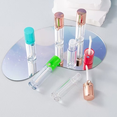 4ml ống kính môi bằng nhựa với nắp khoan, màu sắc tùy chỉnh và in logo