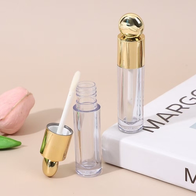 Thiết kế hình tròn Mũi đầu ống kính môi bằng nhựa với bàn chải 4.5ml vàng