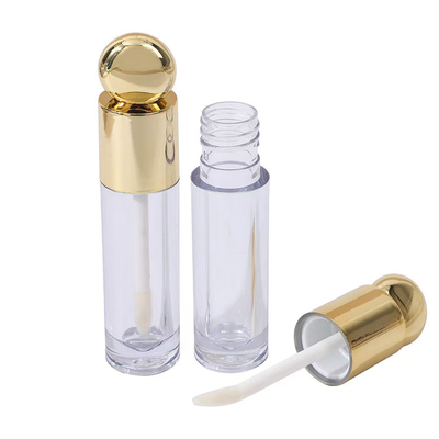 Thiết kế hình tròn Mũi đầu ống kính môi bằng nhựa với bàn chải 4.5ml vàng