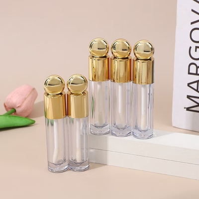 Thiết kế hình tròn Mũi đầu ống kính môi bằng nhựa với bàn chải 4.5ml vàng