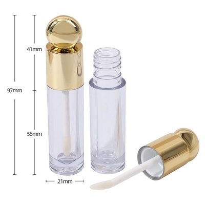 Thiết kế hình tròn Mũi đầu ống kính môi bằng nhựa với bàn chải 4.5ml vàng