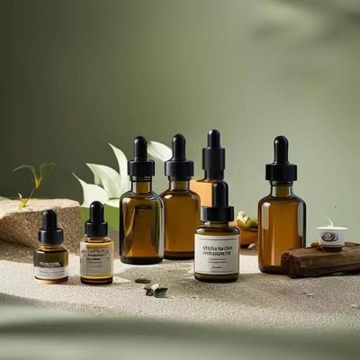 Hành trình thân thiện Amber chai tinh dầu với đầu nhỏ giọt nhựa và ống kính 5ml 10ml 30ml 50ml 100ml