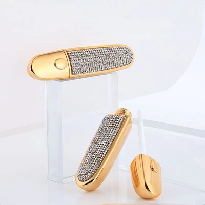 Giải pháp đóng gói mỹ phẩm hình bầu dục 10g ống son môi với nắp vít và chi tiết rhinestone