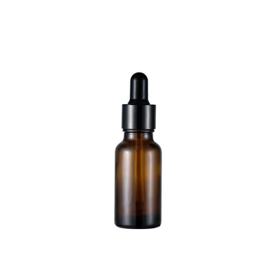 Đồ bán buôn chai thiết yếu thủy tinh Amber với nắp thấm nhựa màu đen