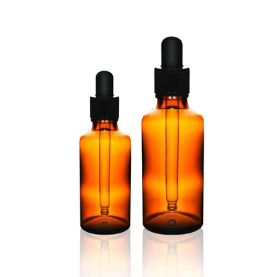 Đồ bán buôn chai thiết yếu thủy tinh Amber với nắp thấm nhựa màu đen