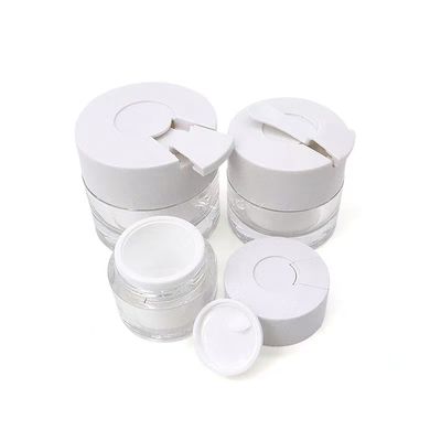 15/30/50g Clear Double-Wall Cosmetic Cream Jar with Built-in Hygienic Spoon for Moisturizer, Face Mask & Skincare