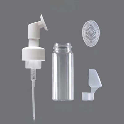 100ML 150ML 200ML chai nhựa với bơm bọt và bàn chải silicone cho bao bì mỹ phẩm tùy chỉnh