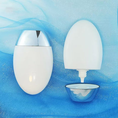 Chai kem chống nắng hình bầu dục 50g tùy chỉnh với nắp bạc UV cho bao bì mỹ phẩm PP 50ml