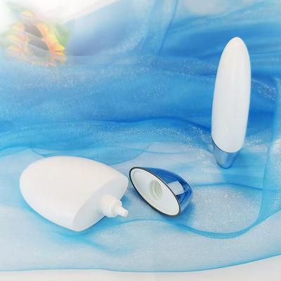 Chai kem chống nắng hình bầu dục 50g tùy chỉnh với nắp bạc UV cho bao bì mỹ phẩm PP 50ml