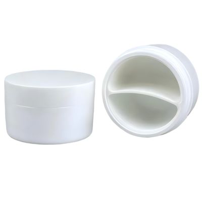 50 + 50g PP Plastic Cream Jar with Spoon Được làm từ 100% PP tươi và thời gian dẫn đầu 20 ngày cho bao bì mỹ phẩm