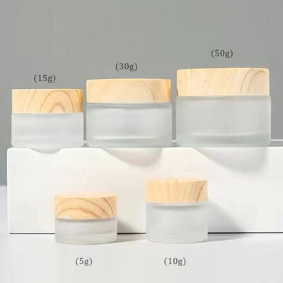 5g 10g 15g 30g 50g Thùng kem thủy tinh đóng băng rỗng có thể lấp đầy lại mỹ phẩm gỗ tự nhiên Chất chứa lưu trữ chống rò rỉ cho mắt kem mặt nạ chăm sóc da