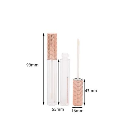 Bán buôn tuýp son bóng nhựa 4.5ml có nắp vàng và cọ trắng cho hộp đựng mỹ phẩm rỗng