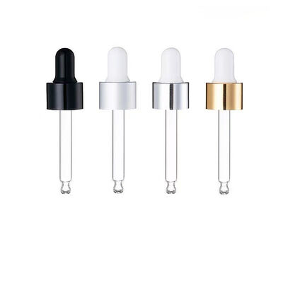 Wholesales 18mm 20mm Plastic Dropper with Aluminum Collar and Glass Pipe for Essential Bottle